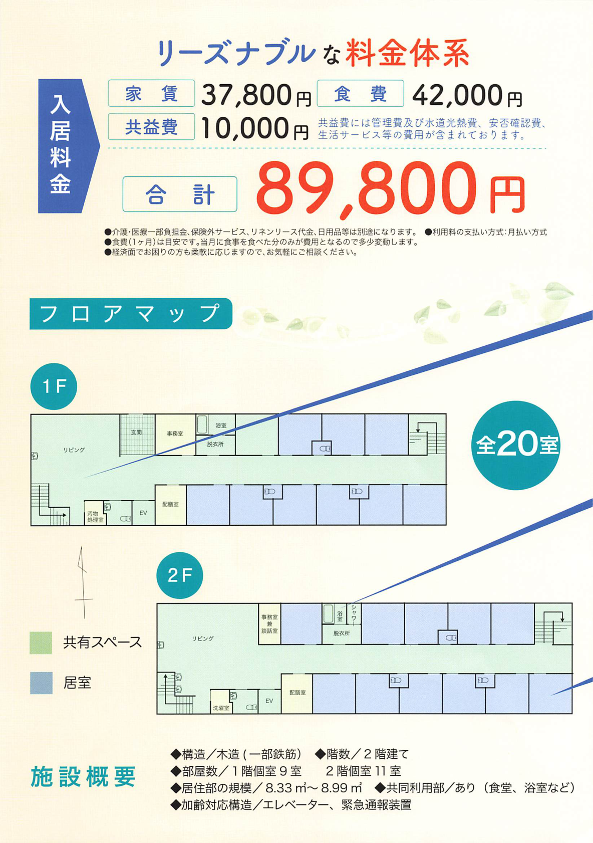 さざん東大阪 パンフレット：料金・フロアマップ・施設概要